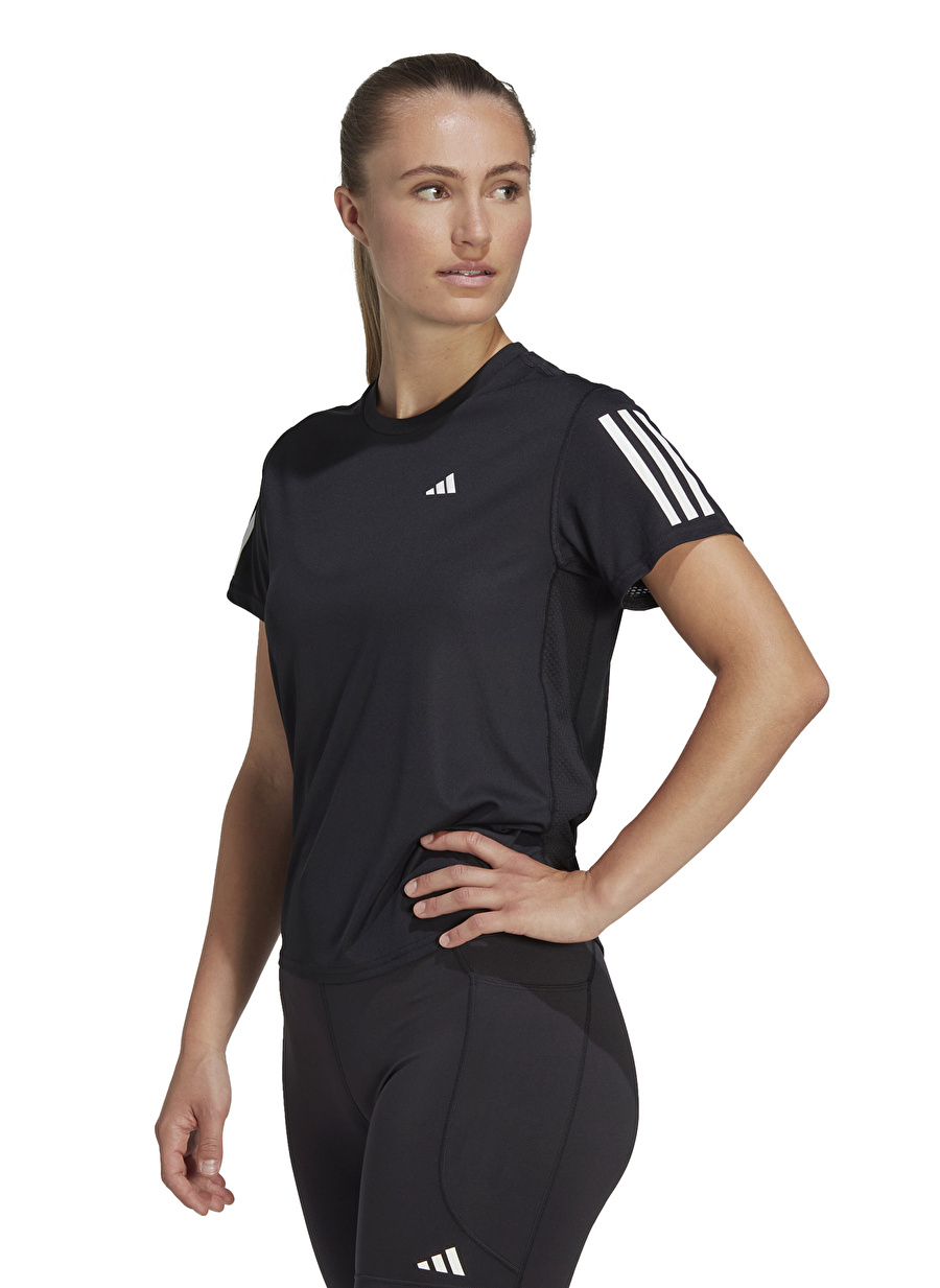 adidas Siyah Kadın Yuvarlak Yaka Regular Fit T-Shirt IC5188-OWN THE RUN TEE     BLA