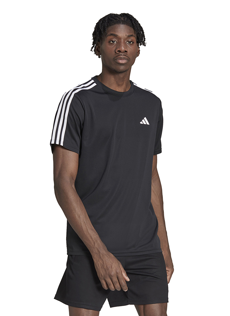 adidas Siyah Erkek Yuvarlak Yaka Dar T-Shirt IB8150-TR-ES BASE 3S T