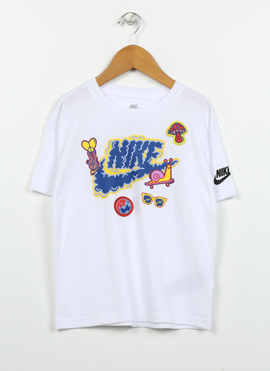 Nike Çocuk Beyaz Bisiklet Yaka Baskılı T-Shirt 86L236-001 NKN YOU DO YOU SS TEE