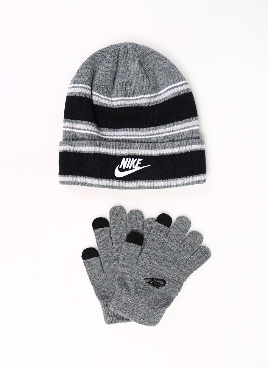 Nike Çocuk Gri Eldiven-Bere Tk 9A3047-G0R NAN MULTI STRIPE BEANIE