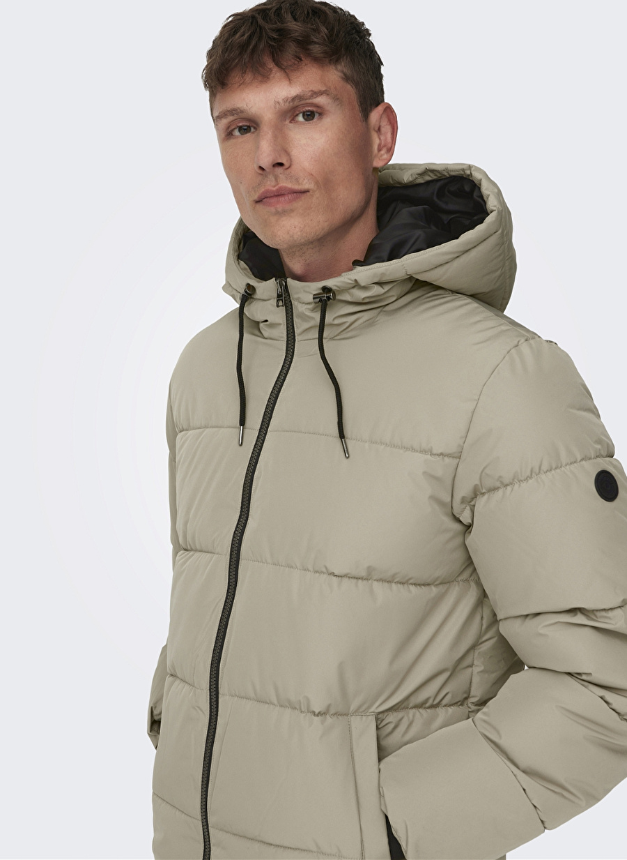 Only & Sons Açık Kahve Erkek Mont 22020857_ONSMELVIN LIFE HOOD PUFFER