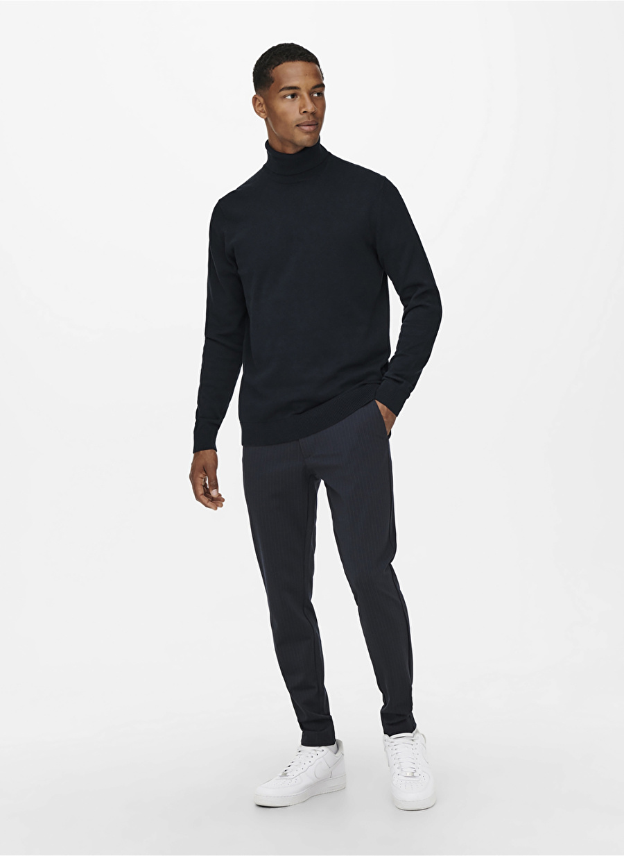 Only & Sons Dik Yaka Normal Düz Lacivert Erkek Kazak 22014750_ONSALEX 12 ROLL NECK KNIT