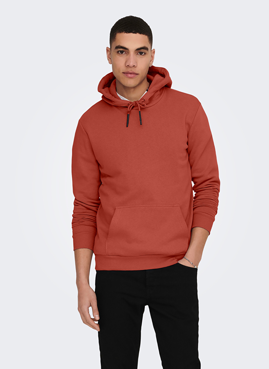 Only & Sons Kapüşon Yaka Kırmızı Erkek Sweatshırt 22018685_ONSCERES HOODIE SWEAT NOOS