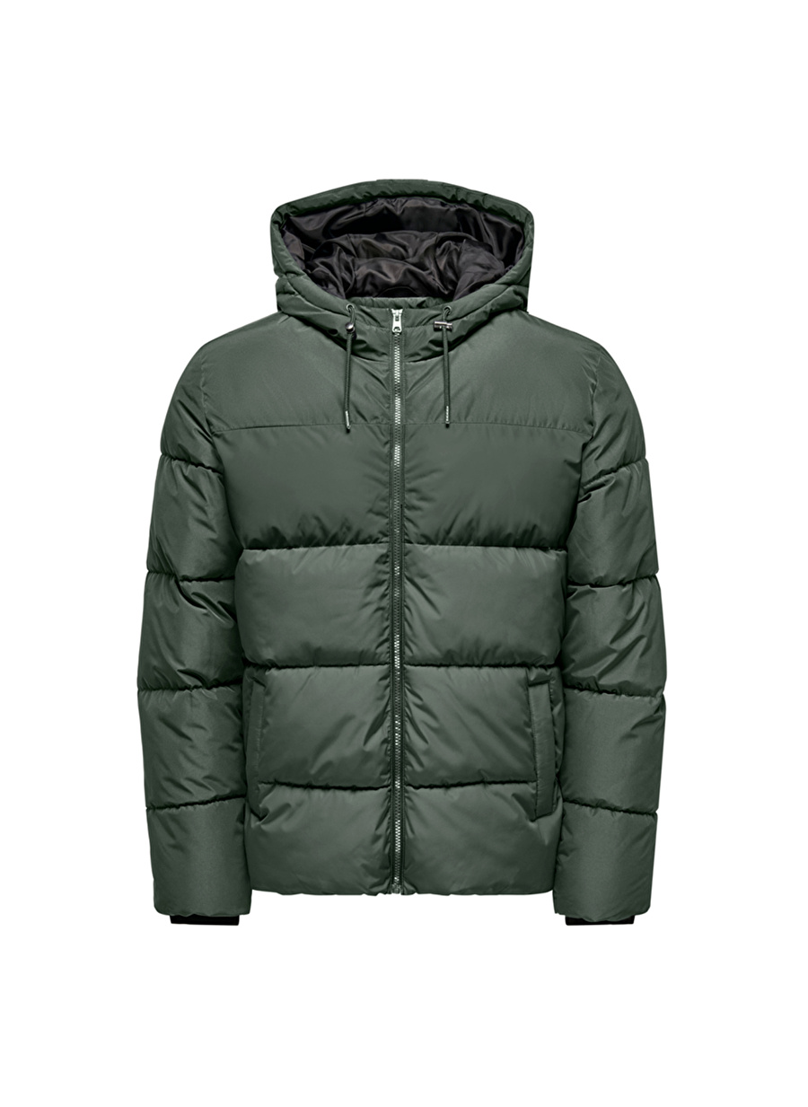 Only & Sons Haki Erkek Mont 22020857_ONSMELVIN LIFE HOOD PUFFER