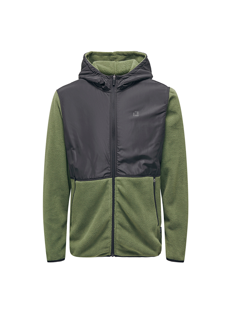 Only & Sons Kapüşon Yaka Yeşil Erkek Sweatshırt 22026190_ONSNOAH REG FLEECE ZIP HOO