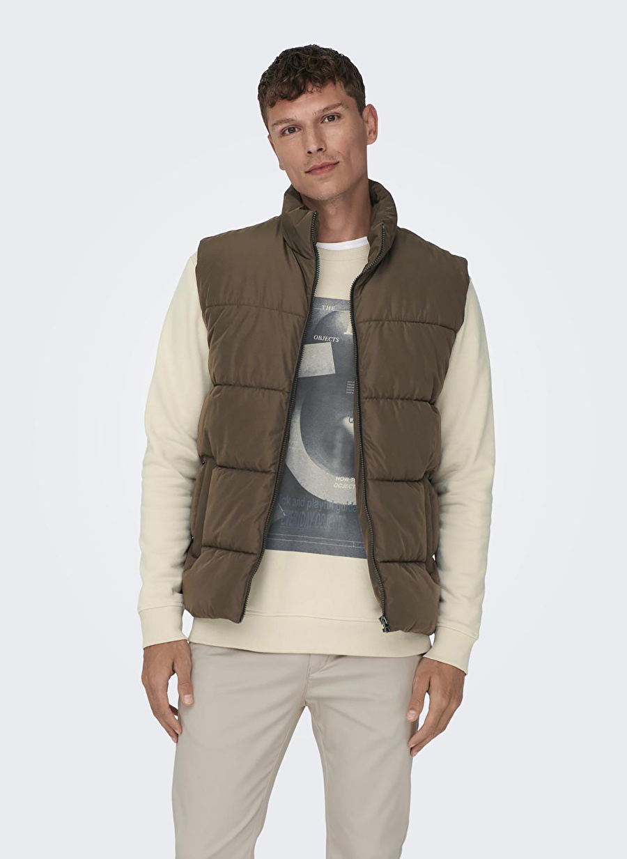 Only & Sons Bordo Erkek Yelek 22022232_ONSMELVIN LIFE PUFFER VEST