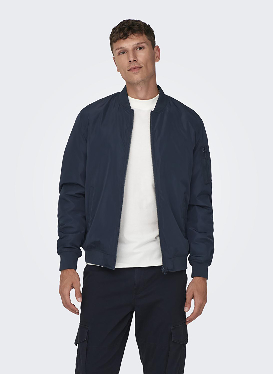 Only & Sons Lacivert Erkek Dik Yaka Mont 22023287_ONSJOSHUA BOMBER OTW VD