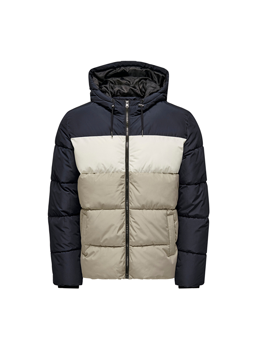 Only & Sons Lacivert Erkek Mont 22020857_ONSMELVIN LIFE HOOD PUFFER