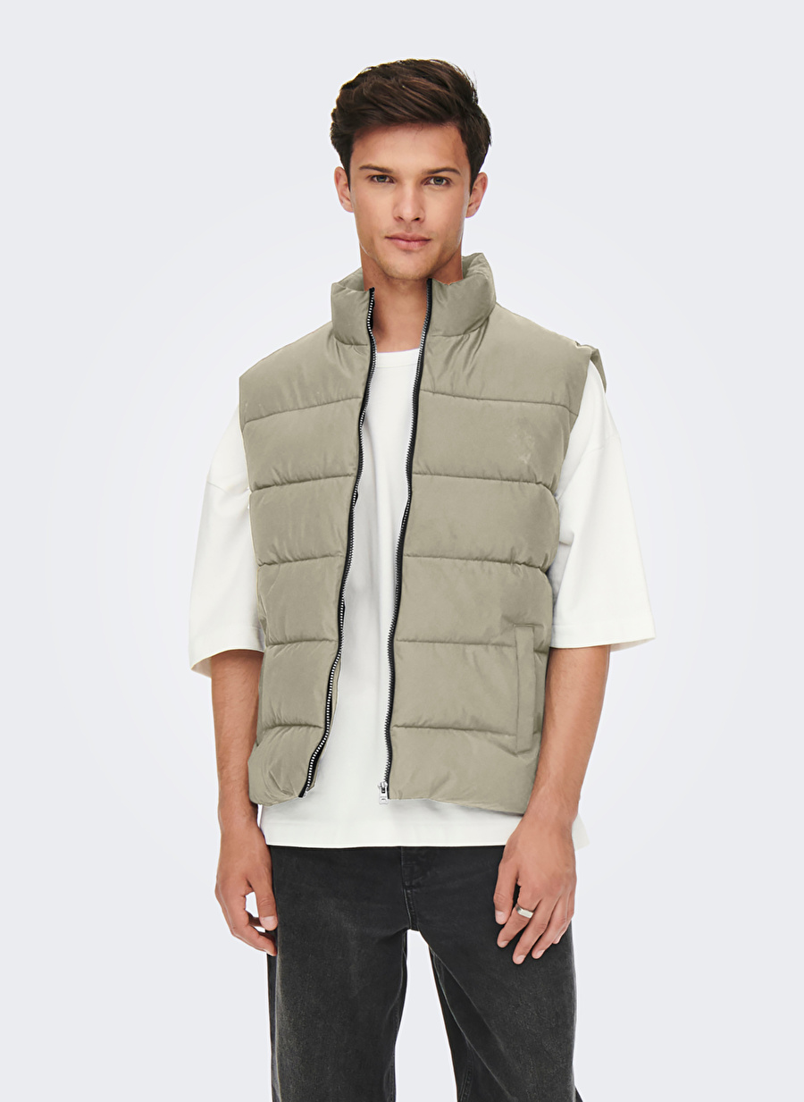 Only & Sons Açık Kahve Erkek Yelek 22022232_ONSMELVIN LIFE PUFFER VEST