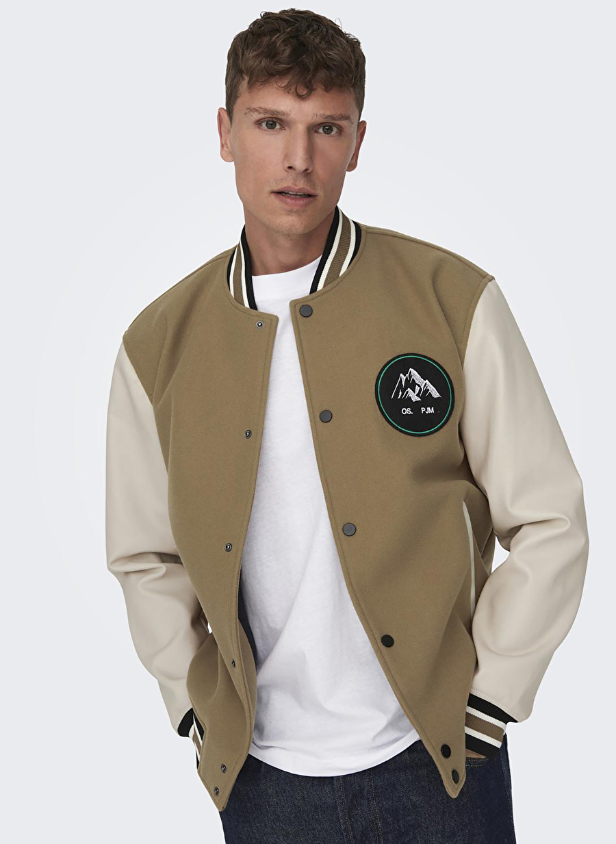 Only & Sons Koyu Kahve Erkek Mont 22026189_ONSJASON VARSITY JACKET OT