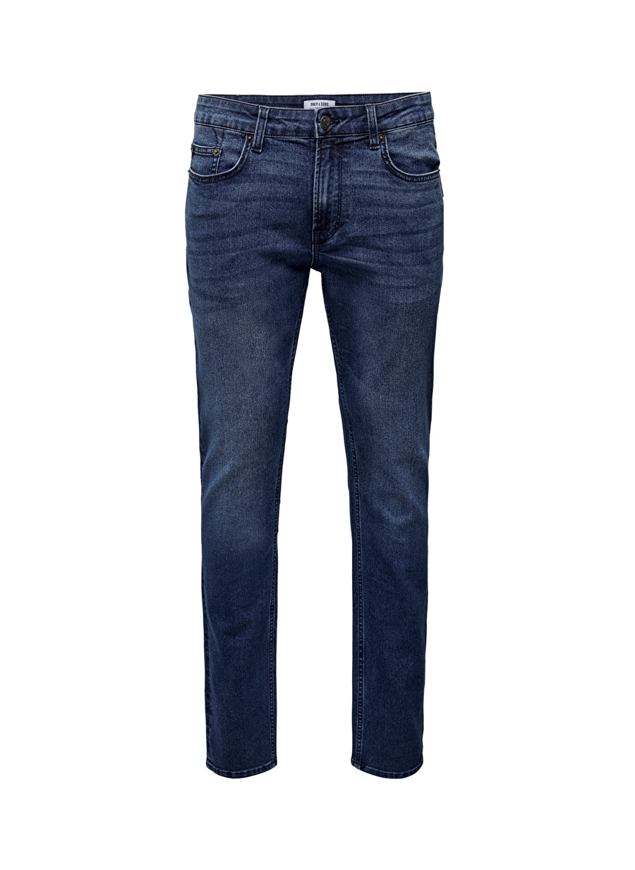 Only & Sons Yüksek Bel Normal Erkek Denim Pantolon 22026460_ONSWEFT REG. D.BLUE 6460 J