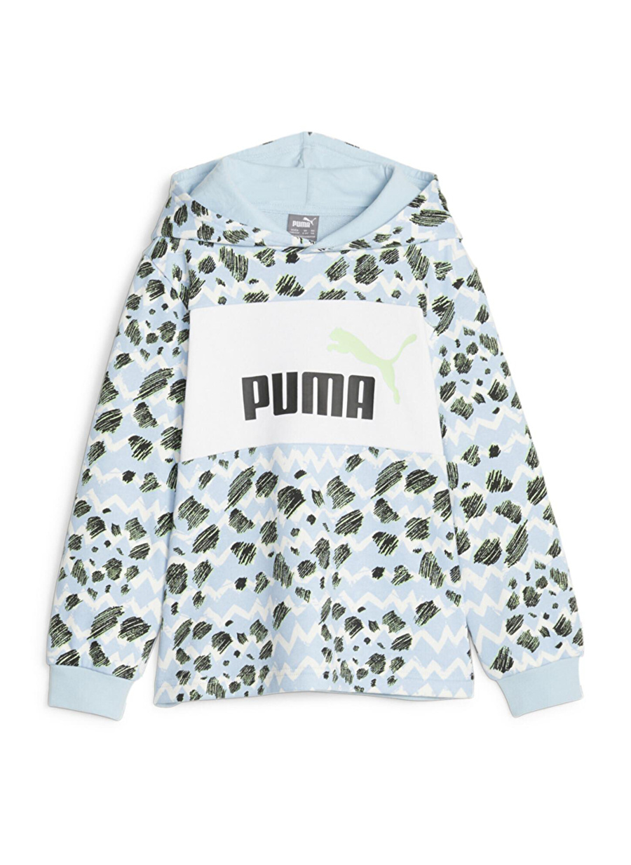 Puma Mavi Erkek Çocuk Kapüşonlu Uzun Kollu Düz Sweatshirt 67636568 ESS MIX MTCH Hoodie