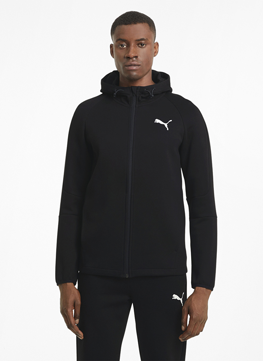 Puma Siyah Erkek Yuvarlak Yaka Regular Fit Sweatshirt 58581201 EVOSTRIPE Core FZ Hoodie