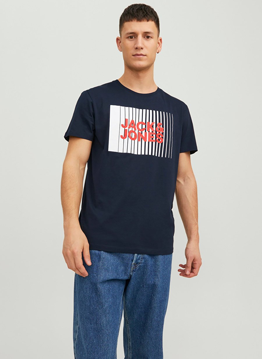 Jack & Jones Yuvarlak Yaka Lacivert Erkek T-Shirt 12233999_JJECORP LOGO TEE PLAY SS O_6