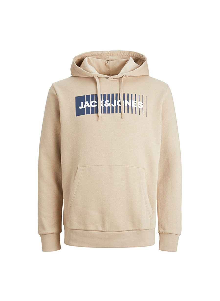 Jack & Jones Kapüşon Yaka Bej Erkek Sweatshırt 12233599_JJECORP LOGO SWEAT HOOD PL_0