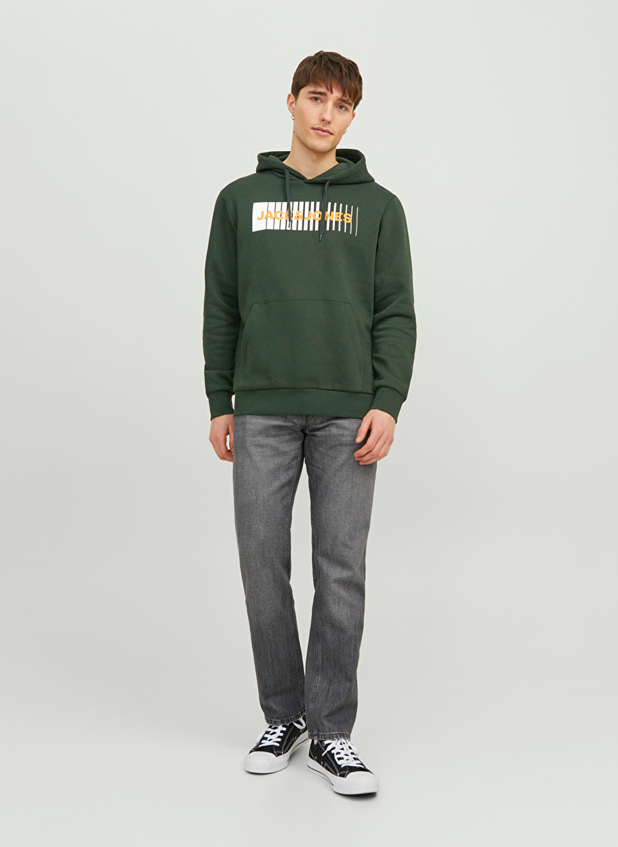 Jack & Jones Kapüşon Yaka Koyu Yeşil Erkek Sweatshırt 12233599_JJECORP LOGO SWEAT HOOD PL_1