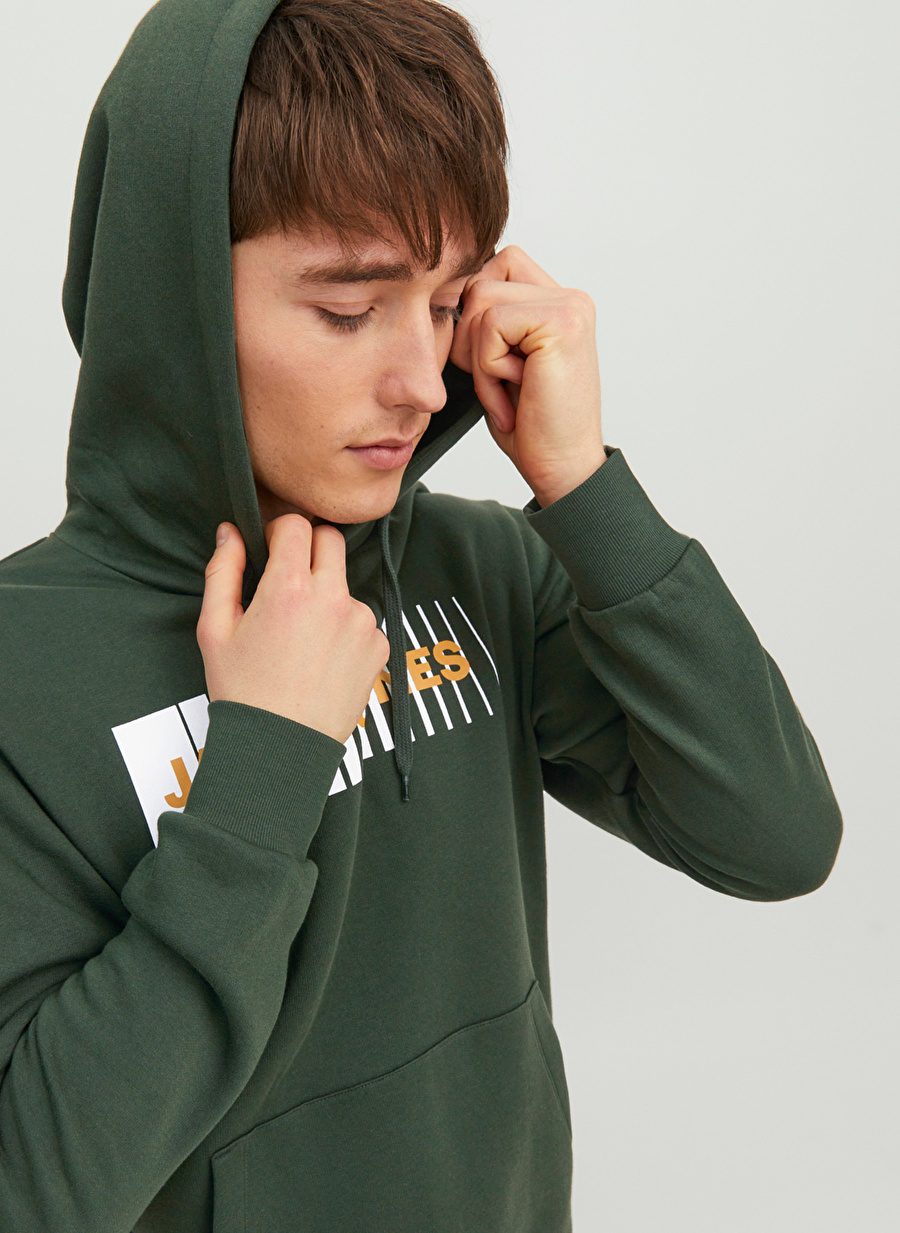 Jack & Jones Kapüşon Yaka Koyu Yeşil Erkek Sweatshırt 12233599_JJECORP LOGO SWEAT HOOD PL_2