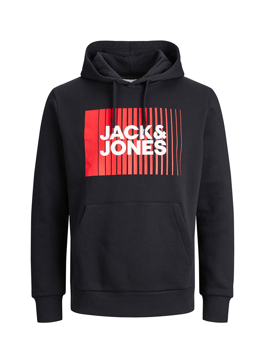 Jack & Jones Kapüşon Yaka Siyah Erkek Sweatshırt 12233599_JJECORP LOGO SWEAT HOOD PL_0