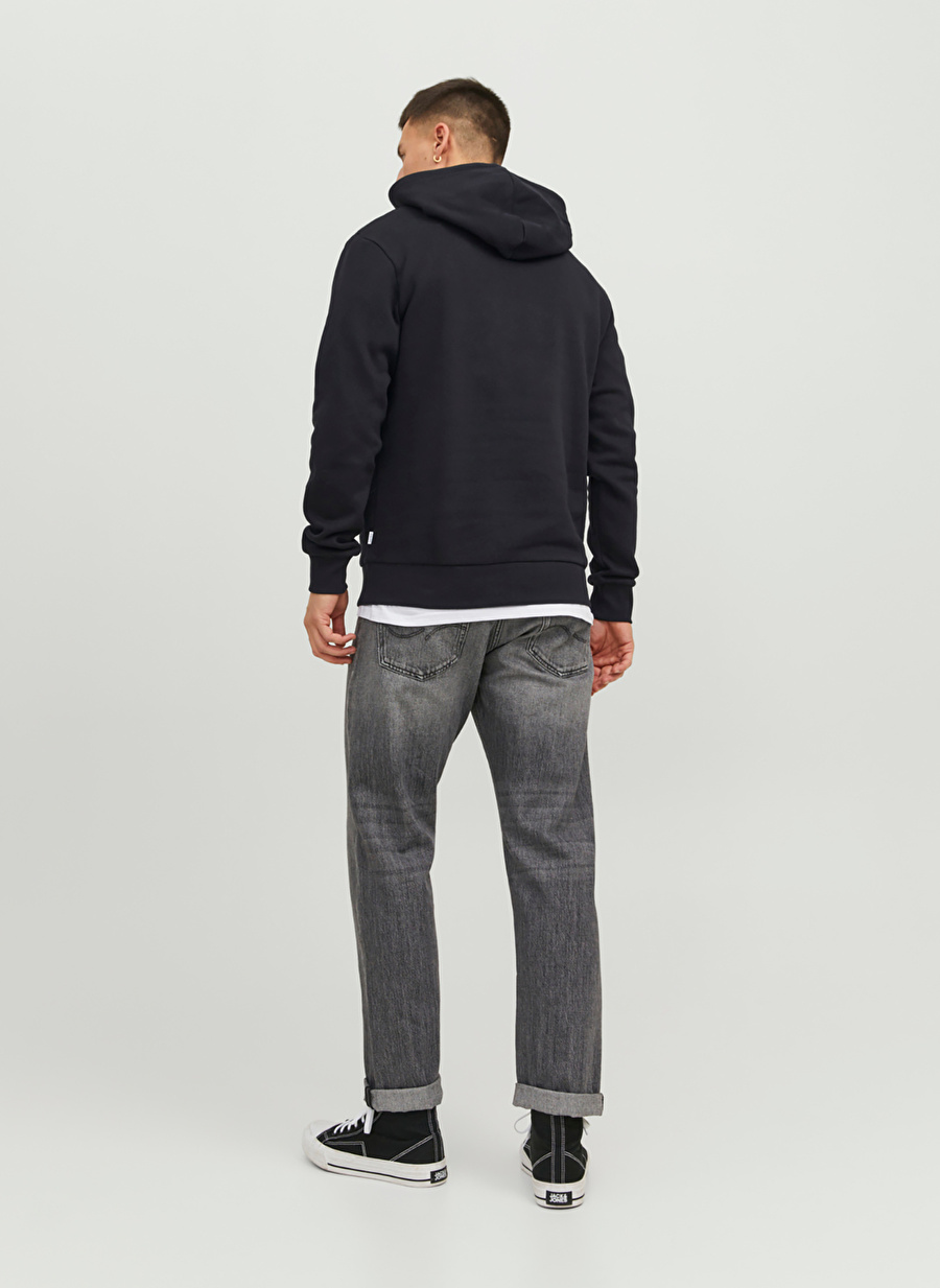 Jack & Jones Kapüşon Yaka Siyah Erkek Sweatshırt 12233599_JJECORP LOGO SWEAT HOOD PL_5