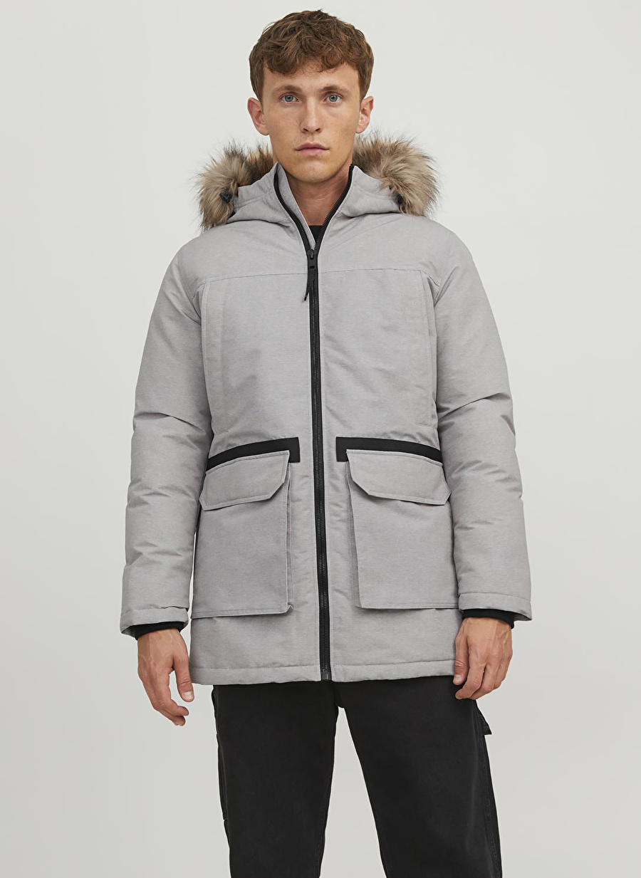 Jack & Jones Gri Erkek Mont 12235858_JJEWING PARKA SN