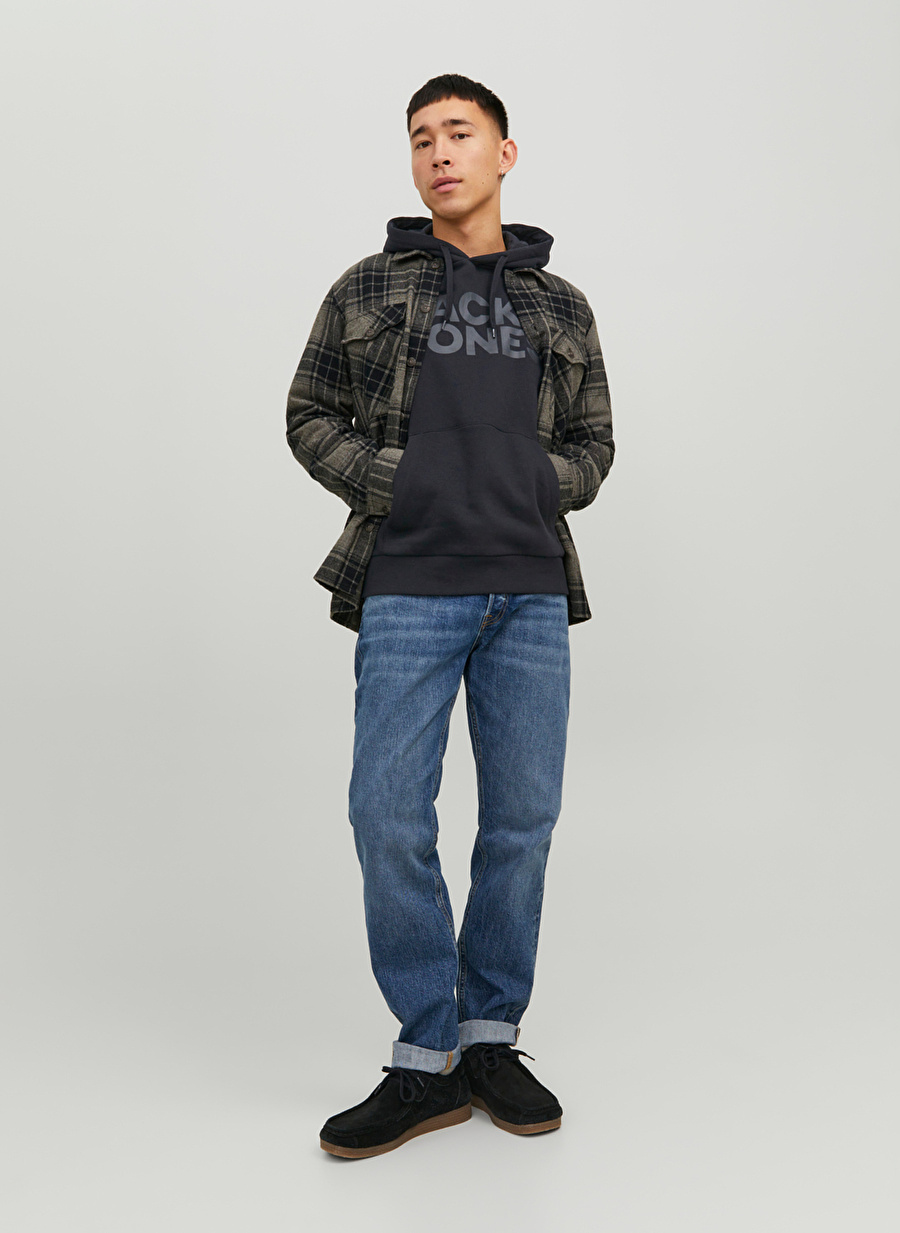 Jack & Jones Kapüşon Yaka Siyah Erkek Sweatshırt 12152840_JJECORP LOGO SWEAT HOOD NO