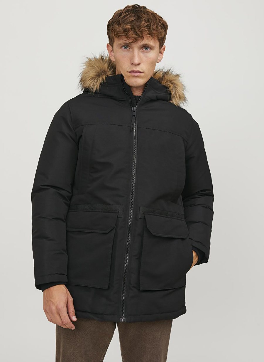 Jack & Jones Siyah Erkek Mont 12235858_JJEWING PARKA SN