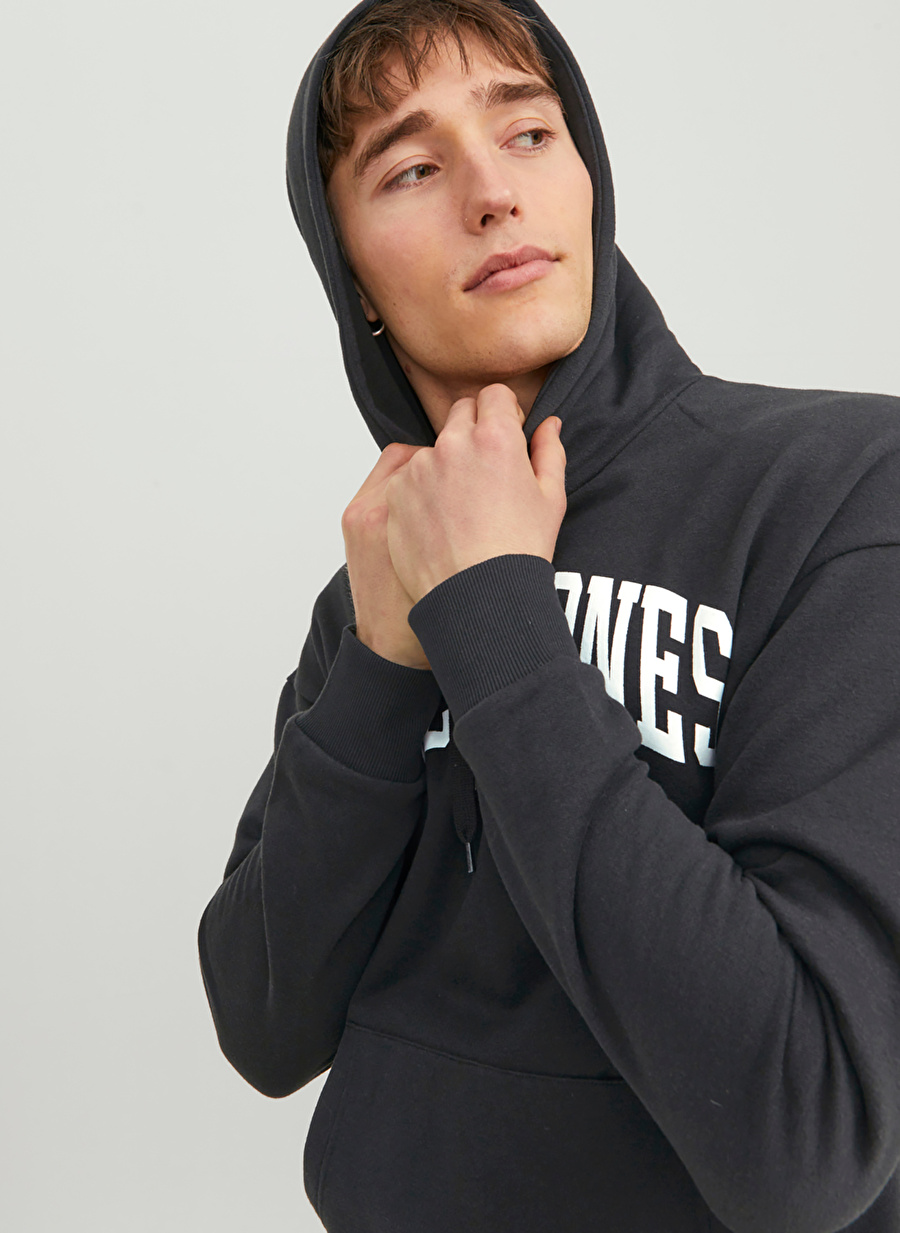 Jack & Jones Kapüşon Yaka Siyah Erkek Sweatshırt 12236513_JJEJOSH SWEAT HOOD NOOS