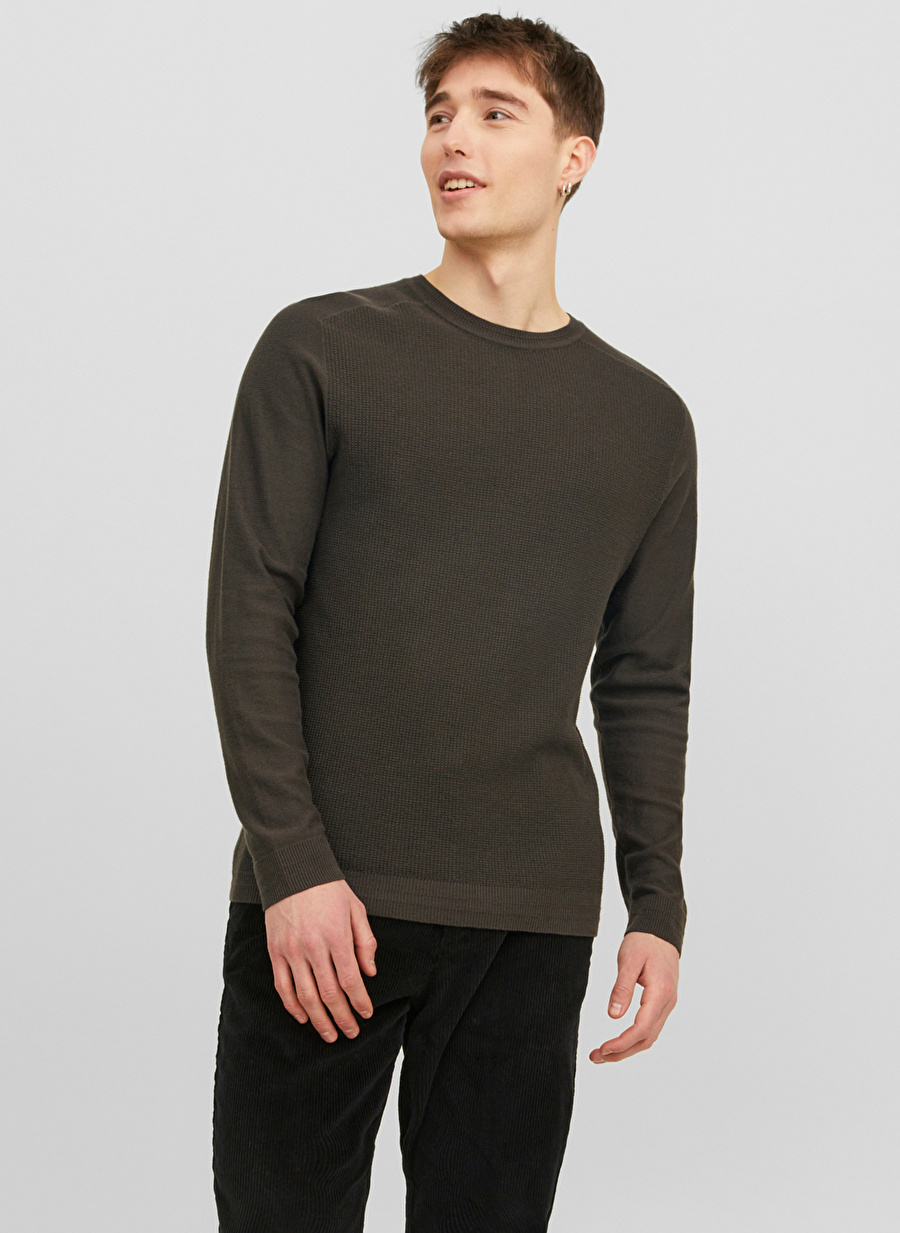 Jack & Jones Bisiklet Yaka Standart Haki Erkek Kazak 12240711_JPRBLAANDERSON KNIT STRUCT_2