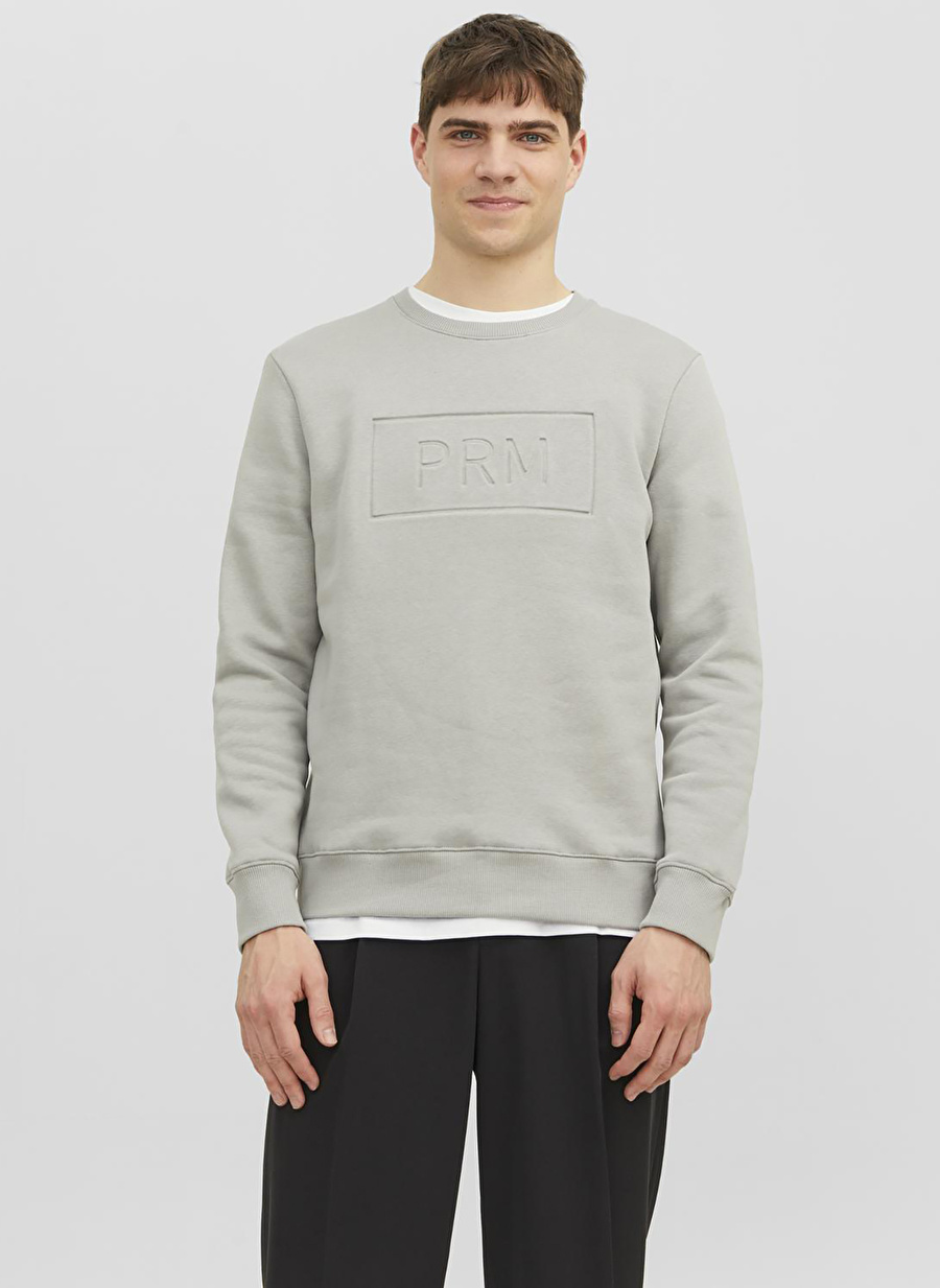 Jack & Jones Bisiklet Yaka Gri Erkek Sweatshırt 12241106_JPRBLABLAKE SWEAT CREW NEC