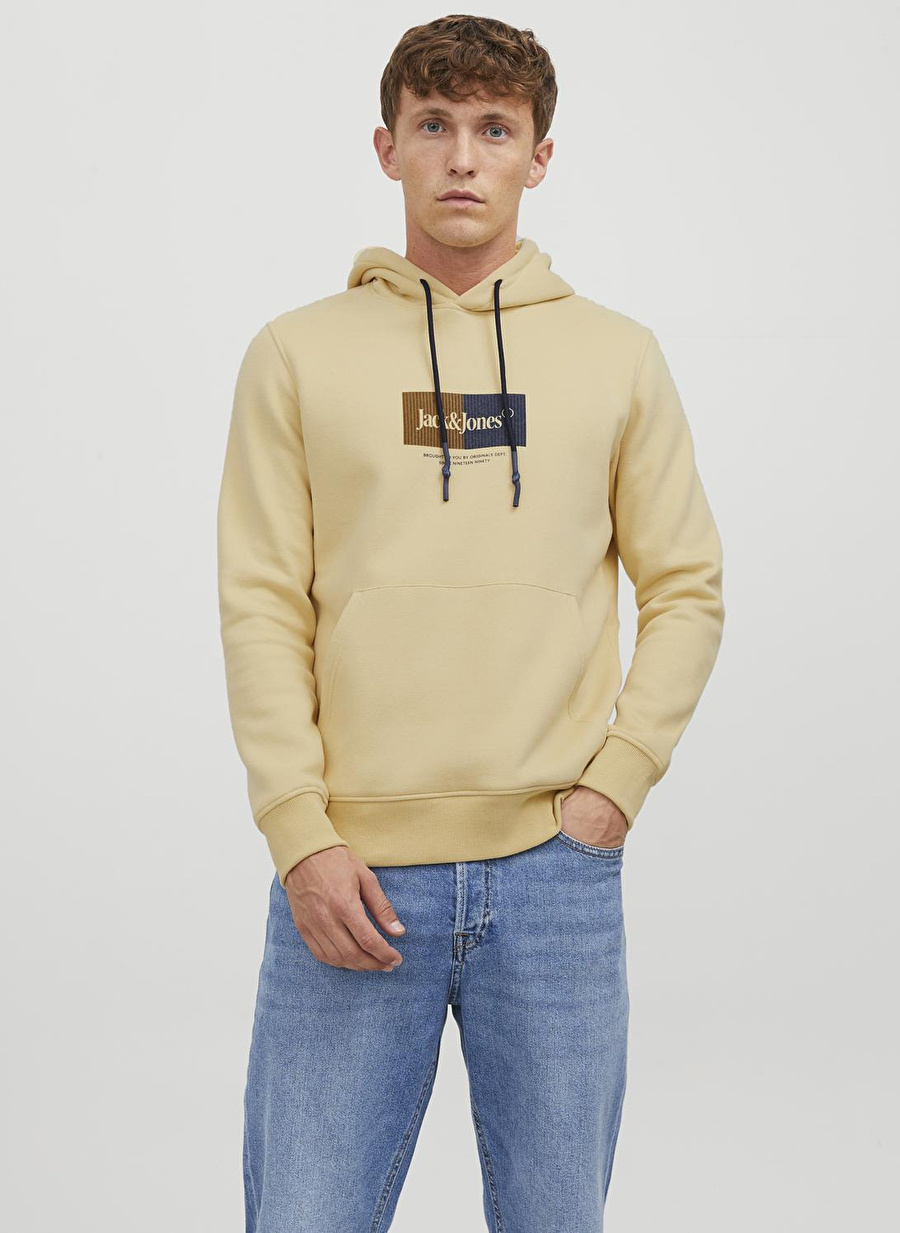 Jack & Jones Kapüşon Yaka Sarı Erkek Sweatshırt 12242197_JORDALSTON BRANDING SWEAT