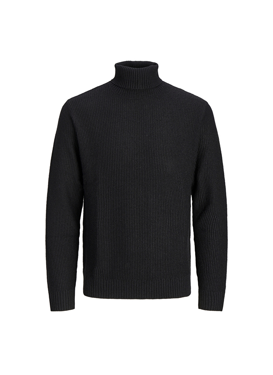 Jack & Jones Dik Yaka Standart Siyah Erkek Kazak 12243119_JORKYLE KNIT ROLL NECK