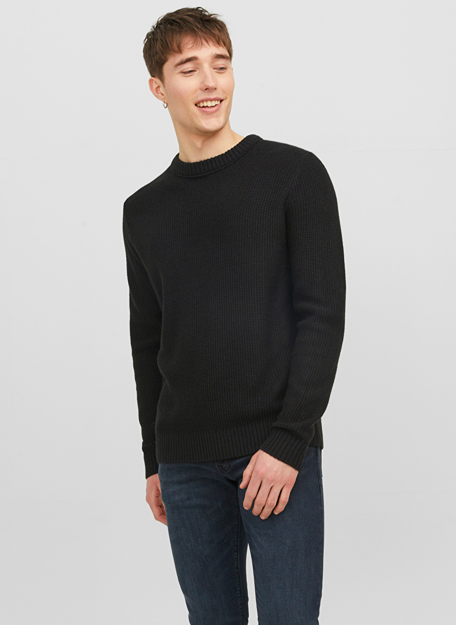 Jack & Jones Bisiklet Yaka Standart Siyah Erkek Kazak 12243116_JORKYLE KNIT CREW NECK_0