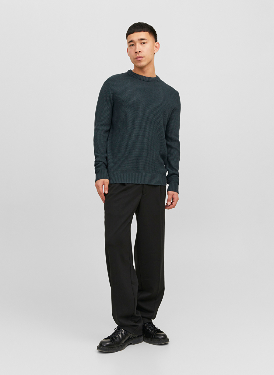 Jack & Jones Bisiklet Yaka Standart Koyu Yeşil Erkek Kazak 12243116_JORKYLE KNIT CREW NECK_1