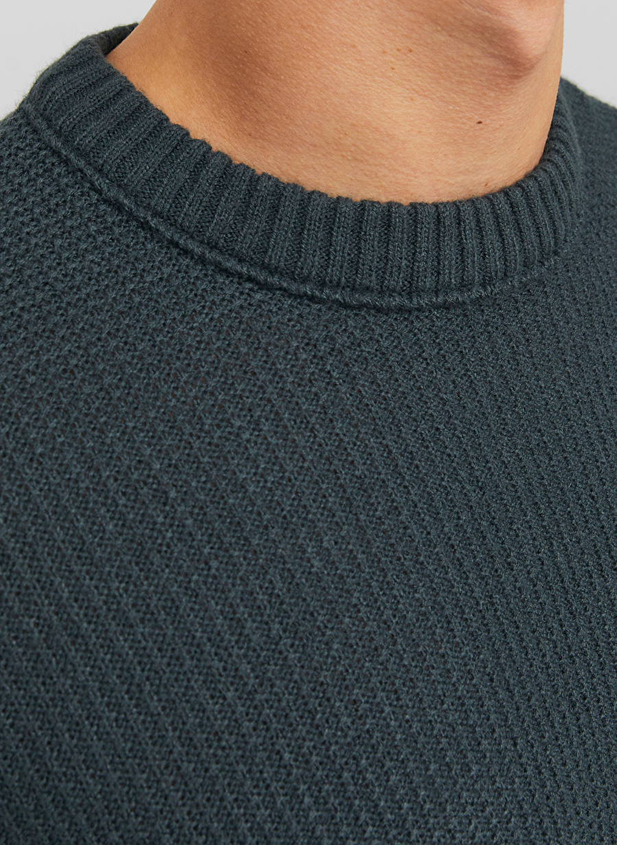 Jack & Jones Bisiklet Yaka Standart Koyu Yeşil Erkek Kazak 12243116_JORKYLE KNIT CREW NECK_5