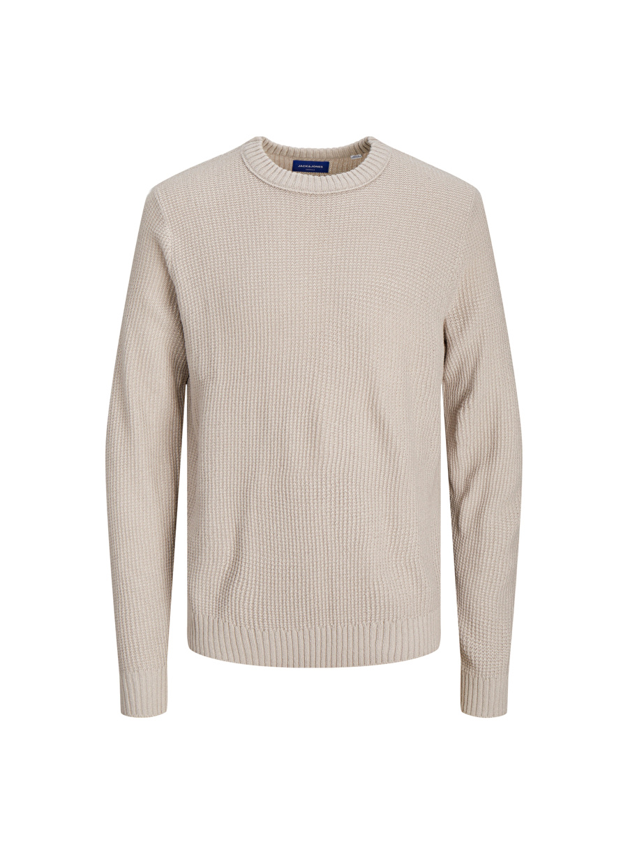 Jack & Jones Bisiklet Yaka Standart Krem Erkek Kazak 12243116_JORKYLE KNIT CREW NECK_3