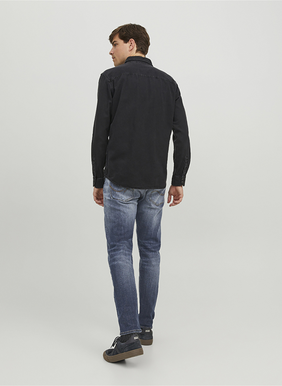 Jack & Jones 12243678_JJIERIK JJORIGINAL GE 410 Erkek Yüksek Bel Tapered Fit Denim Pantolon