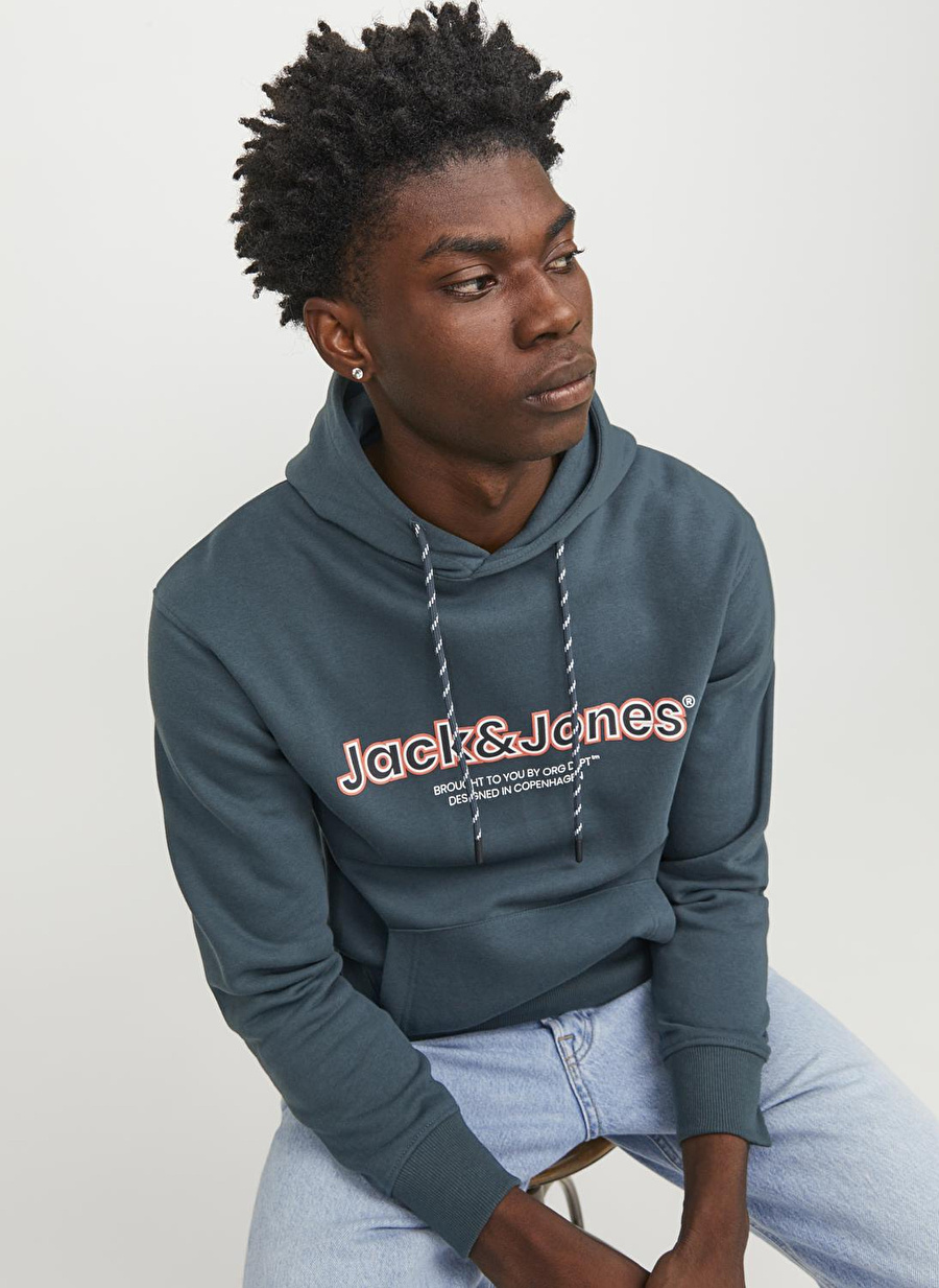 Jack & Jones Kapüşon Yaka Koyu Yeşil Erkek Sweatshırt 12246802_JORLAKEWOOD SWEAT HOOD BF