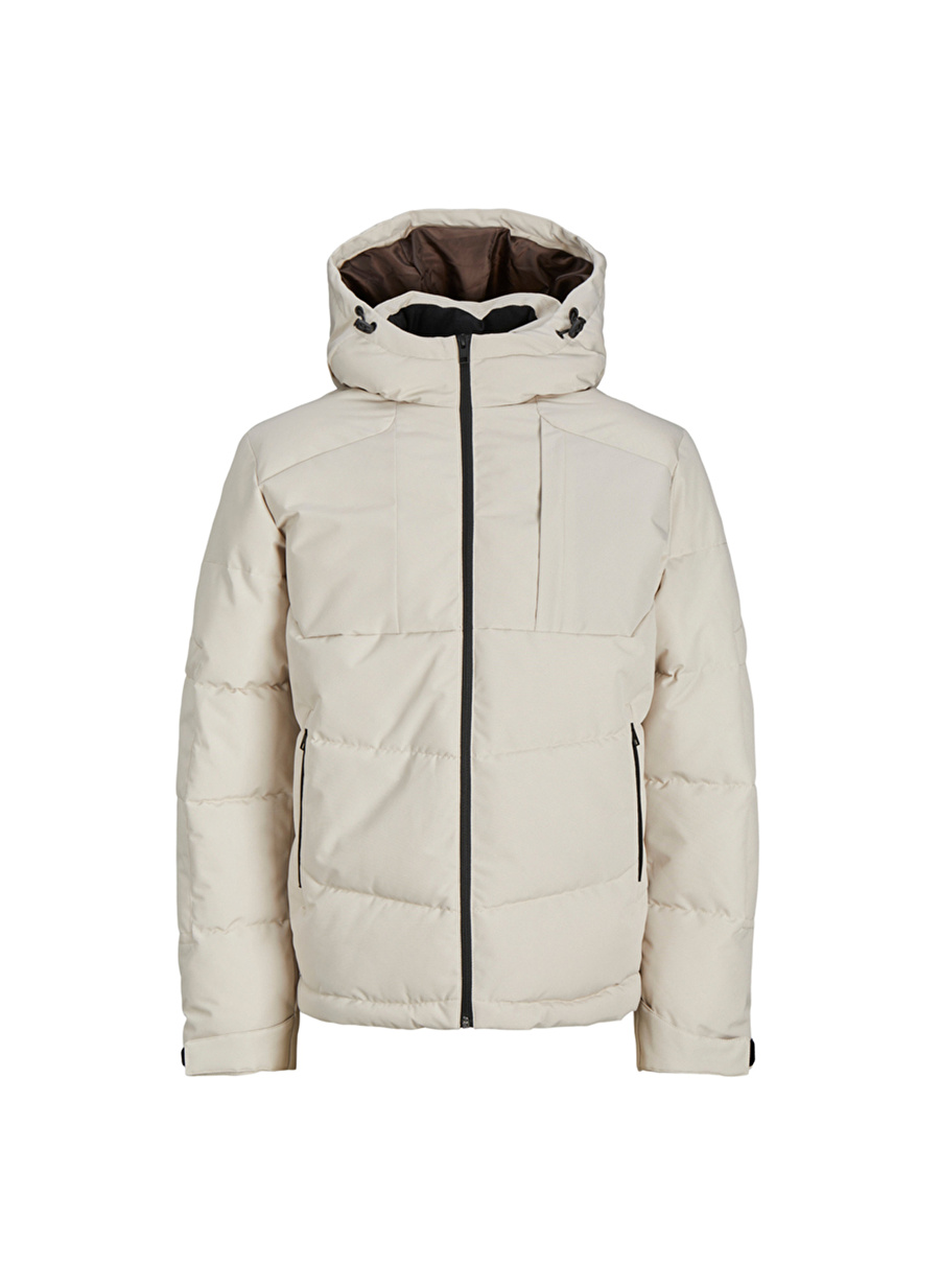 Jack & Jones Krem Erkek Mont 12250756_JCOOTIS DETACHABLE HOOD PU