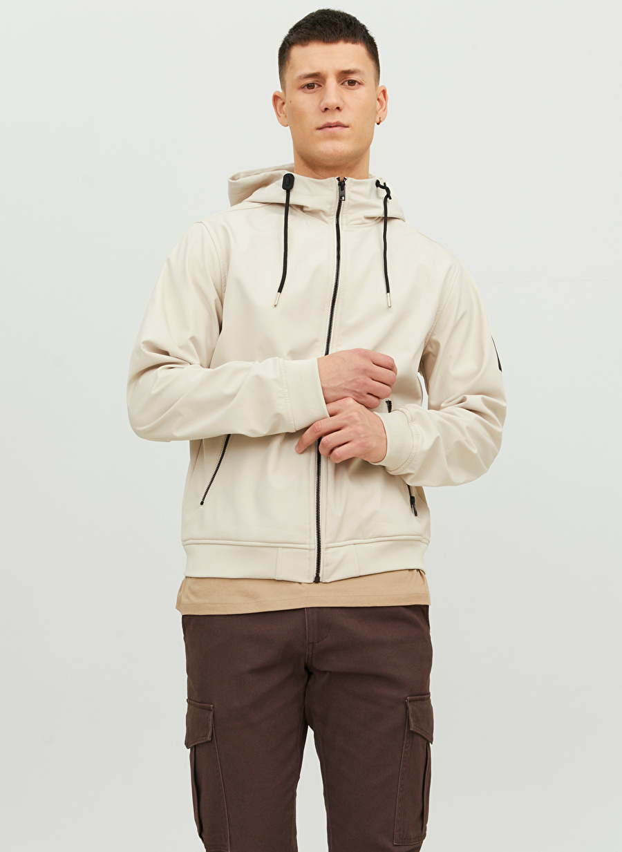 Jack & Jones Standart Krem Erkek Ceket 12236300_JJEBASIC SOFTSHELL HOOD NO