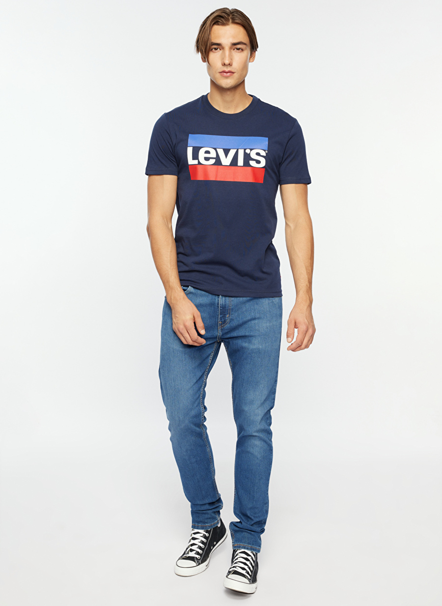 Levis Bisiklet Yaka Baskılı Mavi Erkek T-Shirt 16960-1056_BLRMT GRAPHIC CRWNK T 1