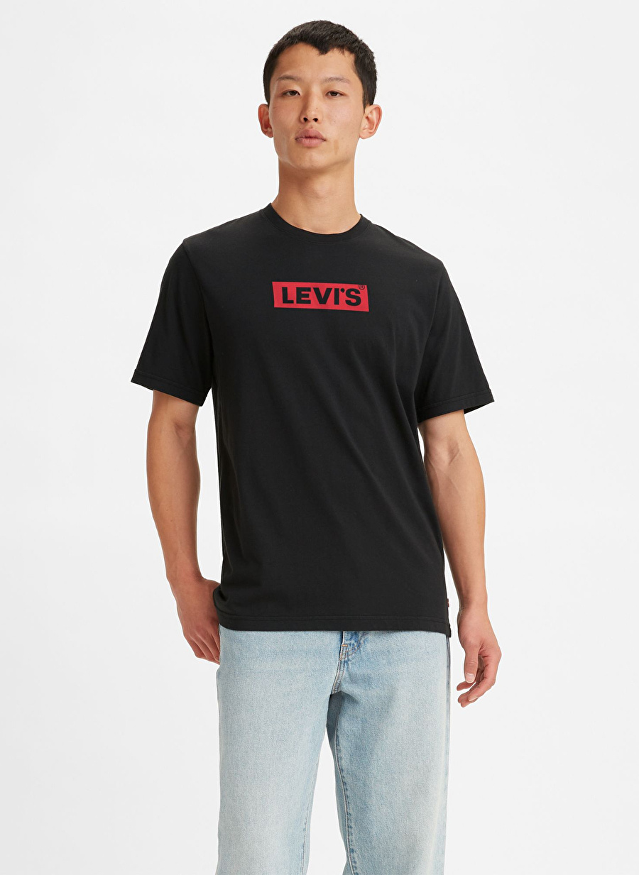 Levis Bisiklet Yaka Baskılı Siyah T-Shirt A2082-0122_LSESS RELAXED FIT TEE BO