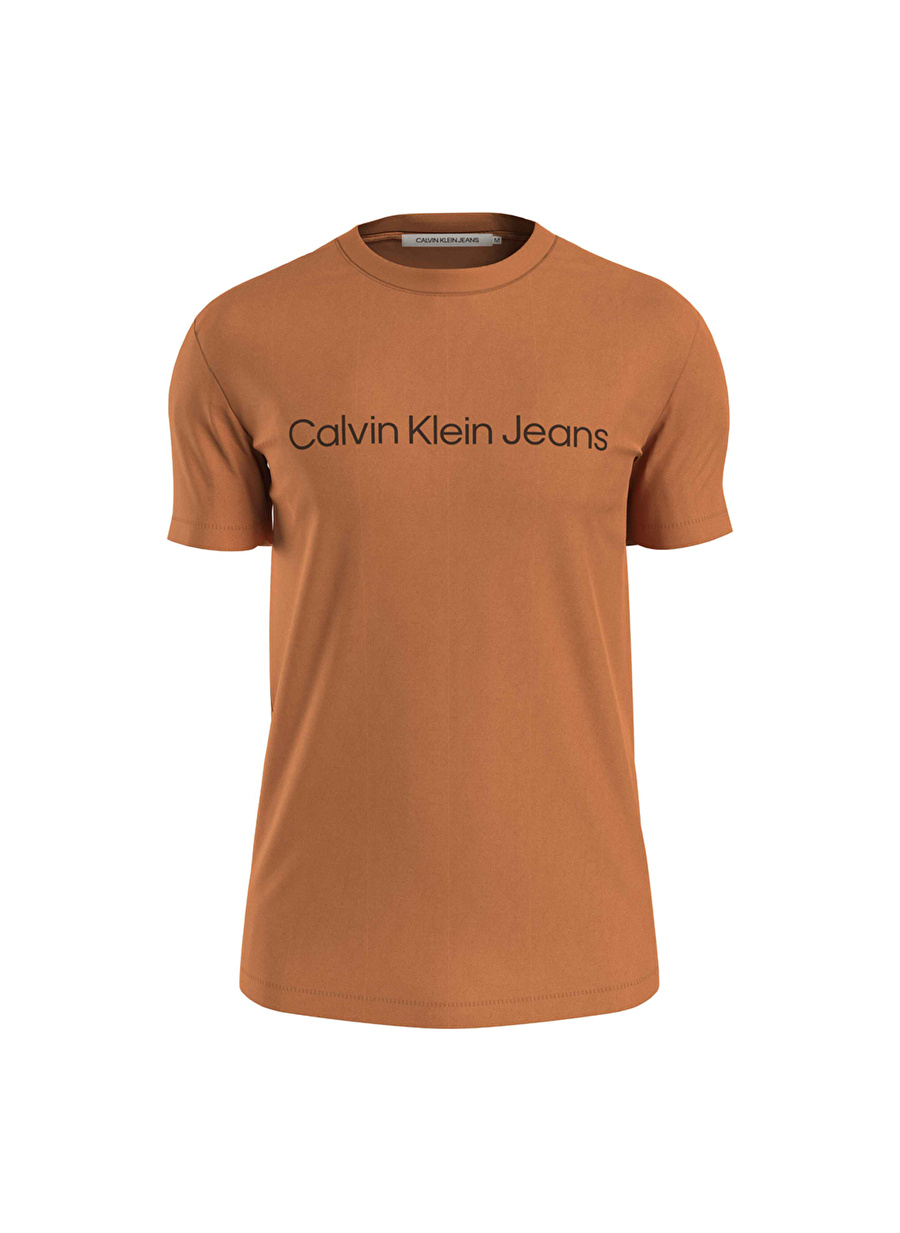 Calvin Klein Jeans Bisiklet Yaka Baskılı Turuncu Erkek T-Shirt J30J322344SEC