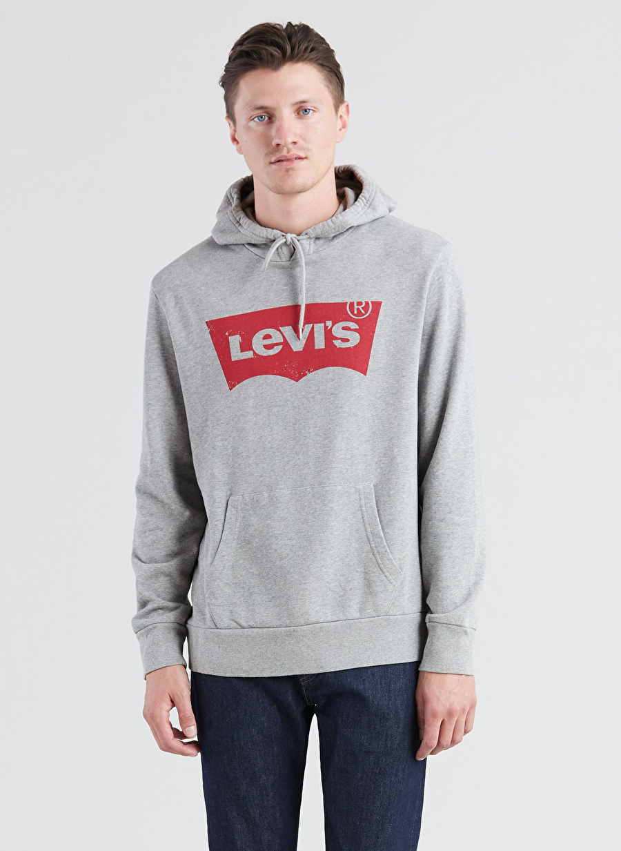 Levis Kapüşon Yaka Gri Erkek Sweatshırt A4912-0002_TRGRAPHIC PO HOODIE T3 H