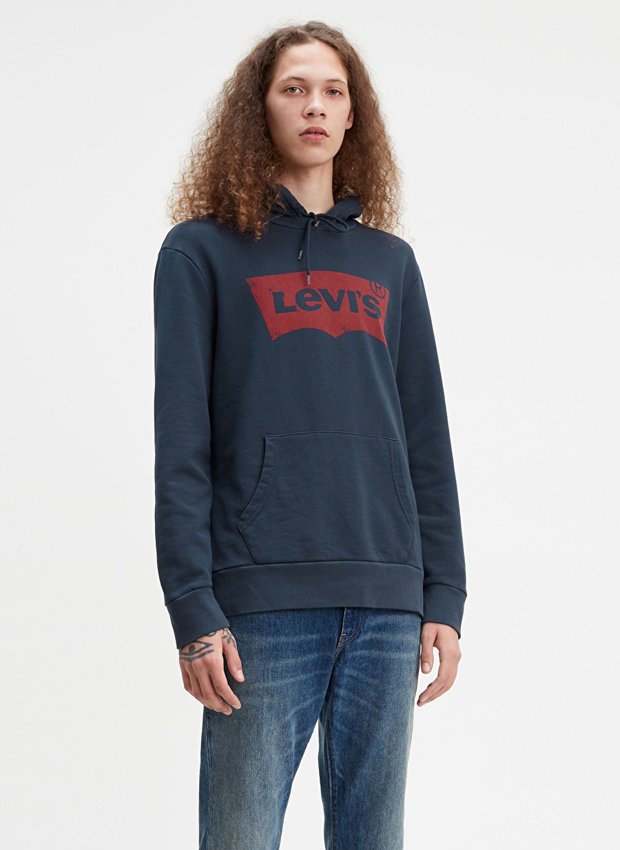 Levis Kapüşon Yaka Mavi Erkek Sweatshırt A4912-0001_TRGRAPHIC PO HOODIE T3 H