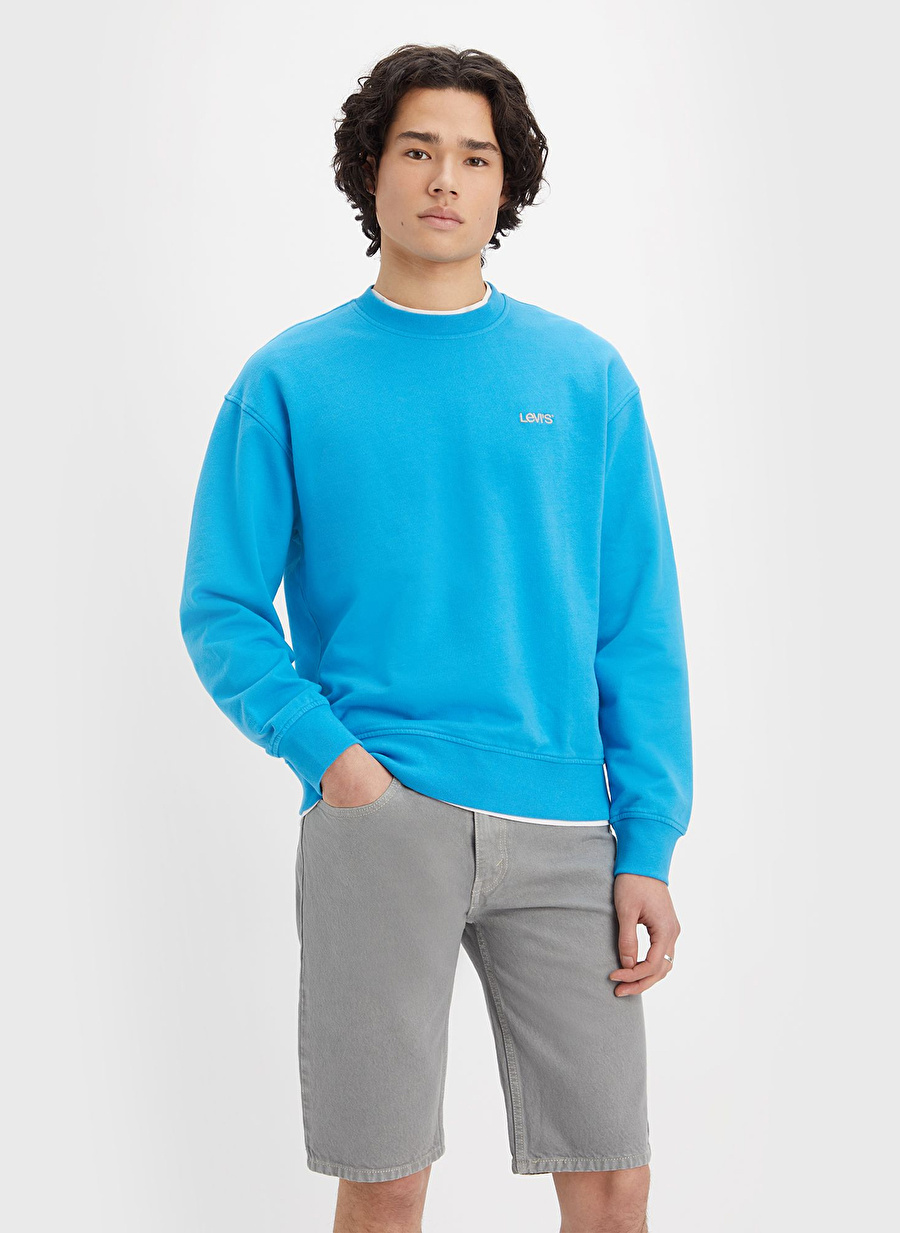 Levis Bisiklet Yaka Mavi Sweatshırt A7750-0000_LEVIS SWEATS CREW LCL TR