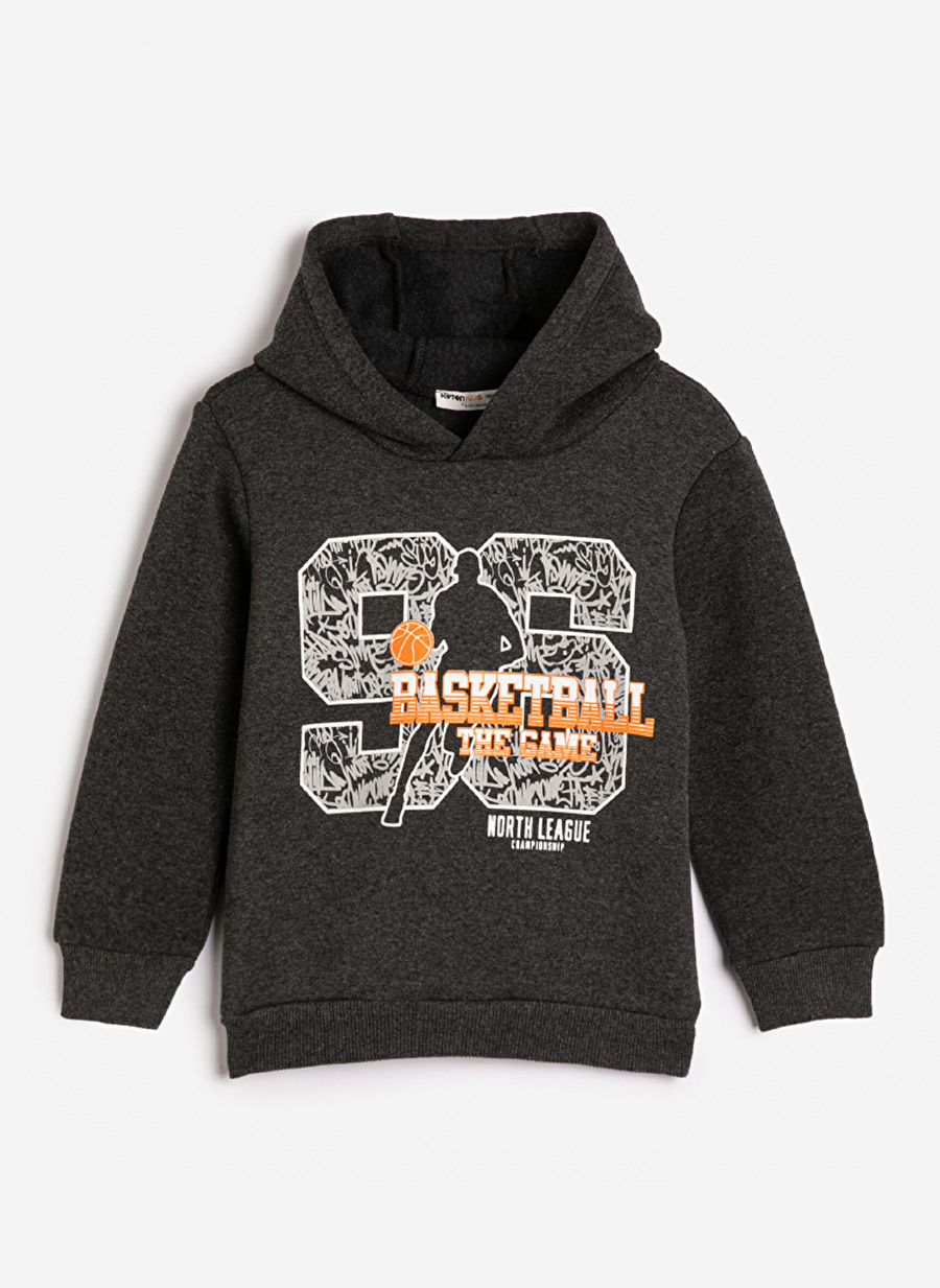 Koton Antrasit Erkek Çocuk Uzun Kollu Baskılı Sweatshirt 4WKB10098TK