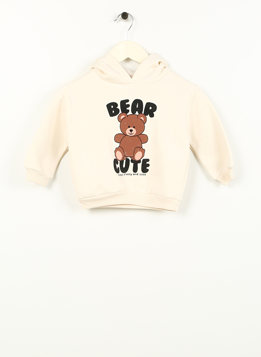 Koton Ekru Kız Bebek Baskılı Sweatshirt 4WMG10092AK