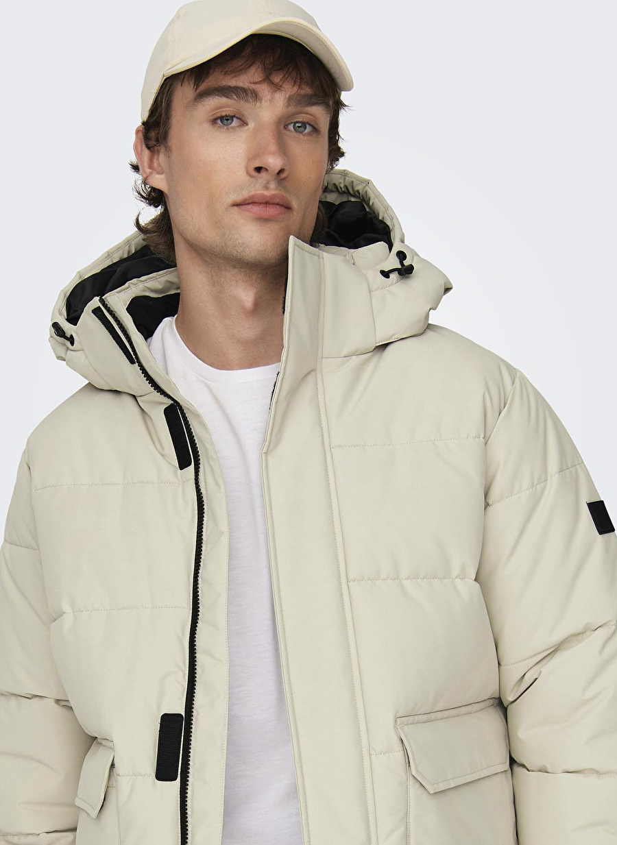 Only & Sons Krem Erkek Mont ONSCARL LIFE QUILTED JACKET NOOS OT