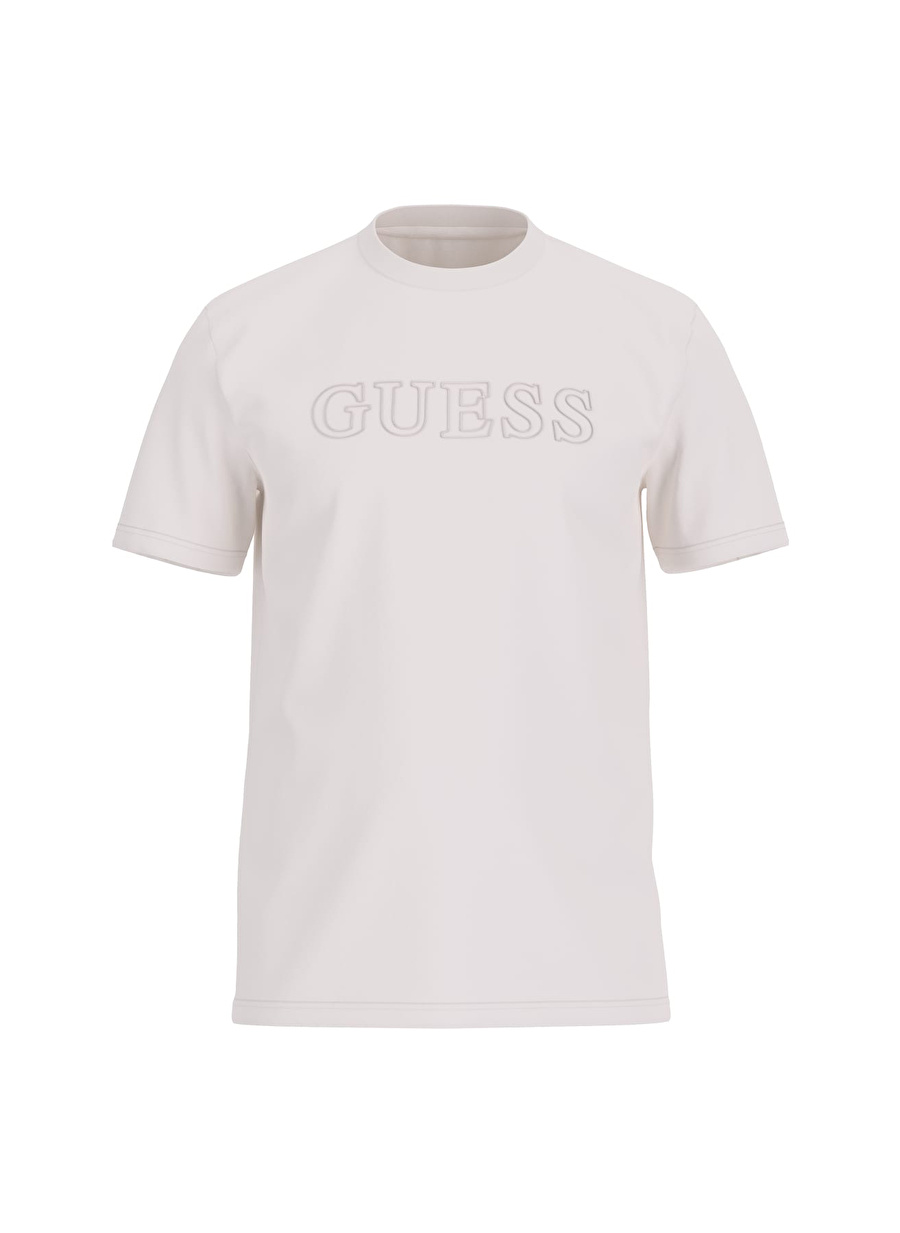 Guess Krem Erkek Bisiklet Yaka T-Shirt Z2YI11J1314SCFY-SS ALPHY