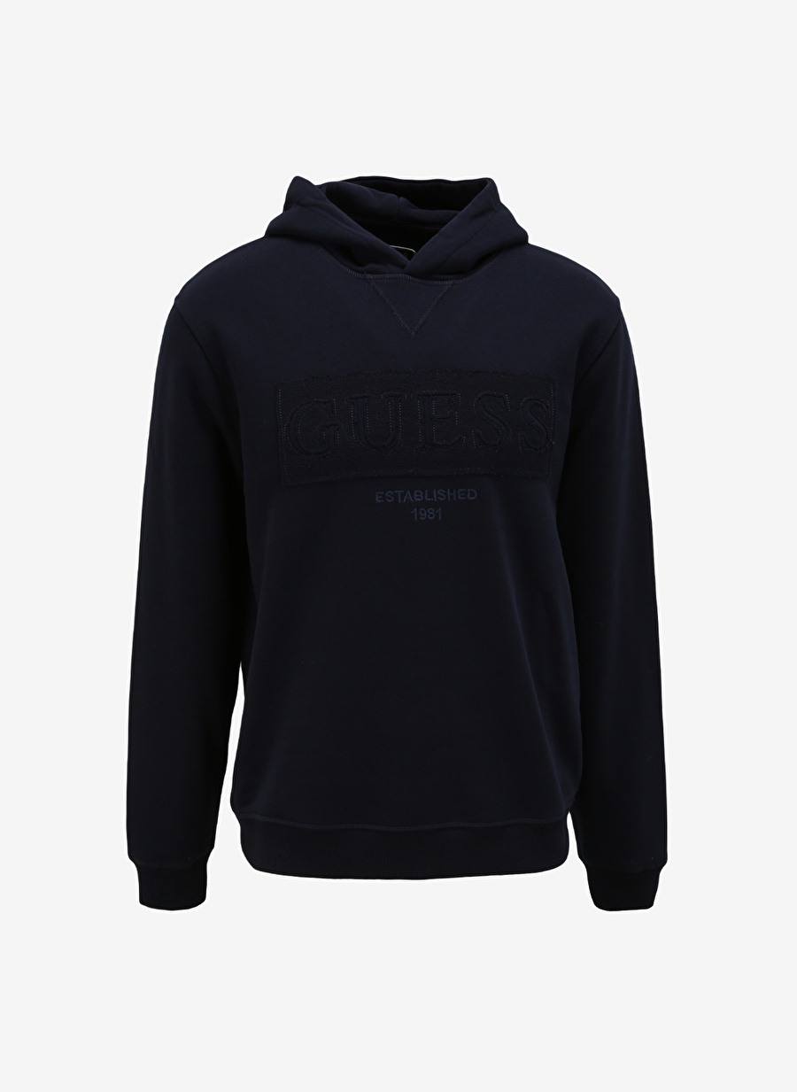 Guess Kapüşon Yaka Lacivert Erkek Sweatshırt BEAU HOODIE SWEATSHI - ECO SLEEK PO